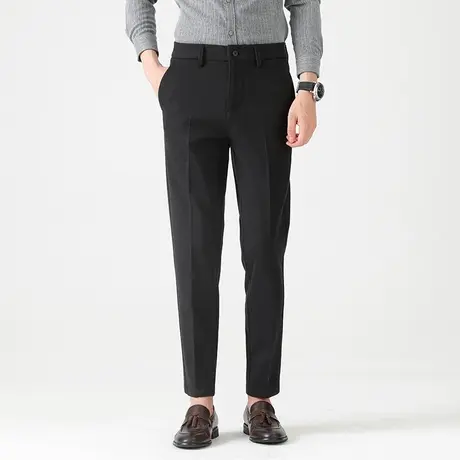 九分裤子男秋冬垂感西裤男士修身小脚潮流休闲毛呢西装裤商务长裤图片