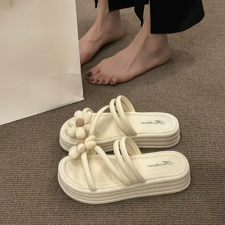 太阳花凉拖鞋女夏季外穿2023新款时尚厚底配裙子网红法式凉鞋夏天图片