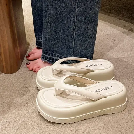 网红爆款人字鞋女夏外穿2024年新款设计感小众超火厚底沙滩凉拖潮商品大图