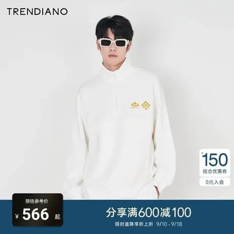 TRENDIANO梅花联名系列半拉链翻领廓形套头卫衣潮2023新款秋季商品大图