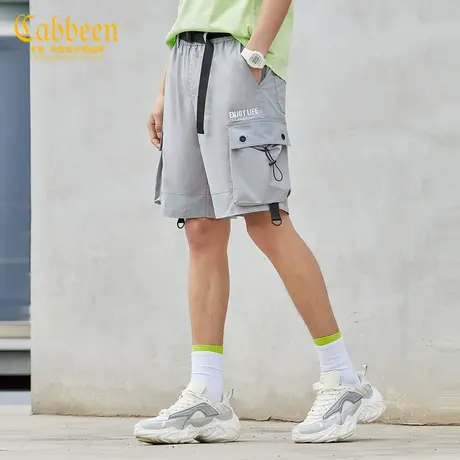 CABBEEN卡宾男装2023字母刺绣工装短裤抽绳口袋休闲裤潮流商品大图