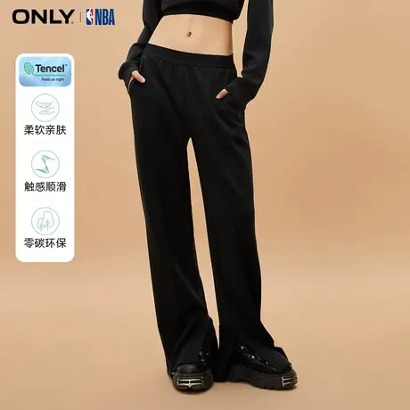 ONLY奥莱冬季新款NBA联名款高腰天丝直筒长裤休闲裤女商品大图