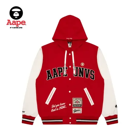 Aape男装春夏篮球猿人徽章潮流刺绣美式棒球服卫衣外套B301XXM图片