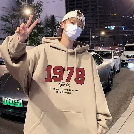 重磅连帽卫衣男oversize外套高街加绒春秋款潮牌ins美式复古上衣商品大图