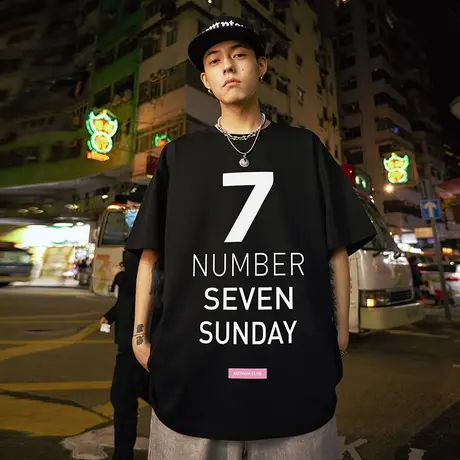 Nuthink美式高街国潮字母短袖T恤男潮宽松大码情侣半袖上衣春季商品大图