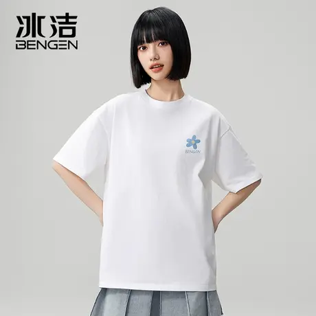 冰洁白色短袖t恤女夏季新款纯棉新款2024春秋款内搭简约打底衫女商品大图