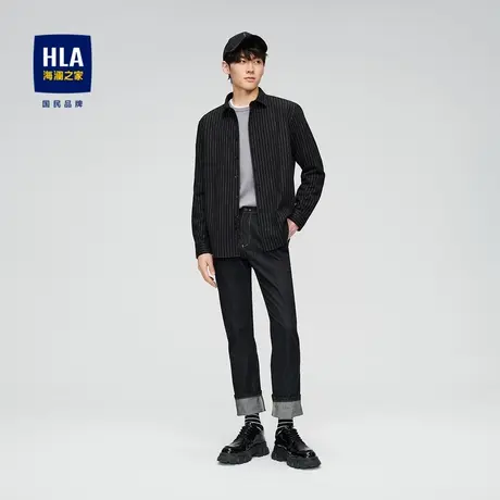 HLA/海澜之家2023时尚长袖休闲衬衫尖领亲肤舒适商务绅士衬衣男图片