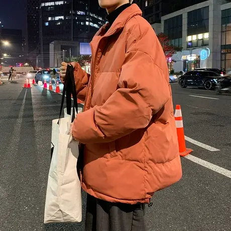 2023秋冬季新款工装棉衣男ins潮牌宽松棉服纯色加厚休闲棉袄外套商品大图