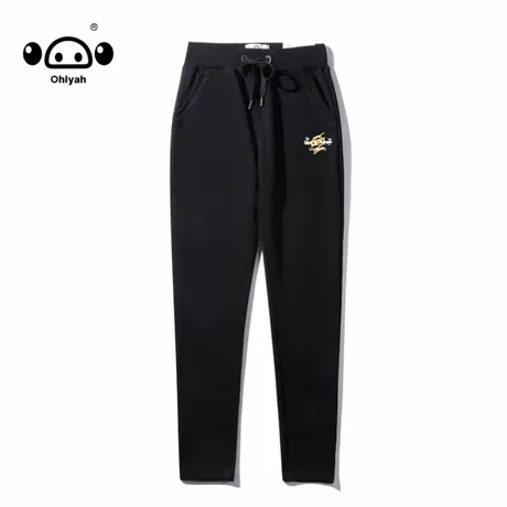 小猪米罗运动裤女2023春秋潮牌ins松紧休闲长裤收口束脚直筒卫裤商品大图