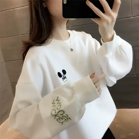 2023年新款圆领套头百搭时尚卫衣女装洋气外套春秋慵懒风ins图片