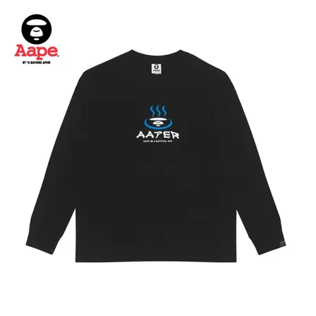 Aape旗舰店男装秋冬猿颜字母日式图案印花长袖T恤1219XXJ商品大图