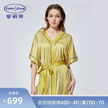 安莉芳春夏季新品薄款雪纺印花睡裙女士舒适V领中袖家居裙EL00548图片