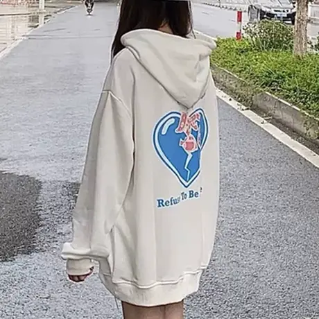 复古港风chic卫衣女宽松韩版潮ins连帽上衣春秋薄款oversize外套商品大图