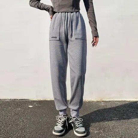 设计感运动休闲裤子女春夏薄款2023新款宽松高腰显瘦百搭束脚卫裤图片