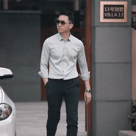 seno丝光高级感衬衫男长袖商务正装韩版ins潮修身免烫抗皱衬衣男商品大图