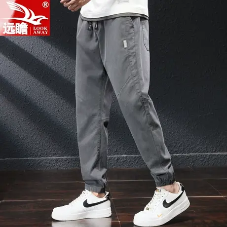 天丝休闲裤男士夏季薄款宽松哈伦运动冰丝九分工装束脚裤子男潮牌商品大图