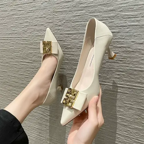 法式高跟鞋女细跟2023年春季新款软皮气质尖头浅口性感女神范单鞋图片