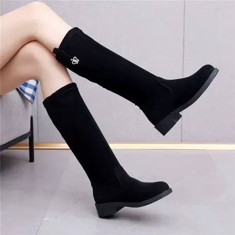 欧洲站水钻高筒靴2023年秋季新款不过膝长靴女骑士靴长筒瘦瘦靴子图片