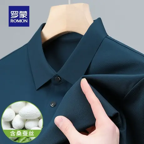 罗蒙男士短袖Polo衫夏季薄款桑蚕冰丝青年商务休闲带翻领T恤上衣图片