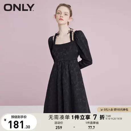 ONLY奥莱夏季复古方领提花短款A字娃娃裙连衣裙女图片