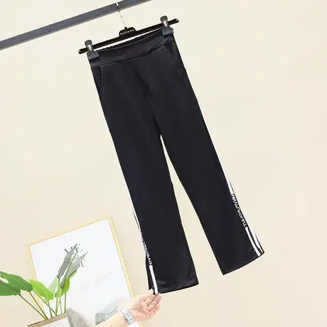 八分开叉微喇裤女夏季薄款2023年新款小个子喇叭裤九分运动休闲裤商品大图