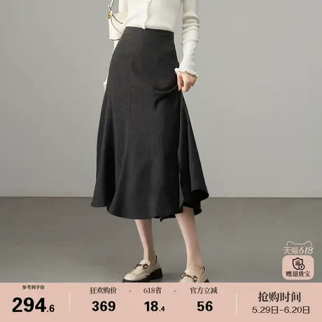 娅丽达淡人穿搭法式亚麻a字半身裙女新款设计感显瘦裙子高腰长裙图片
