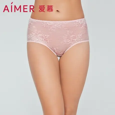 爱慕内裤女士性感蕾丝轻薄款透气弹力贴肤高腰收腹平角裤AM237432图片