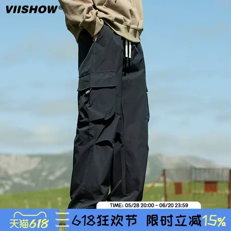 VIISHOW工装裤子男2024新款秋季美式高街阔腿裤潮休闲裤直筒长裤商品大图