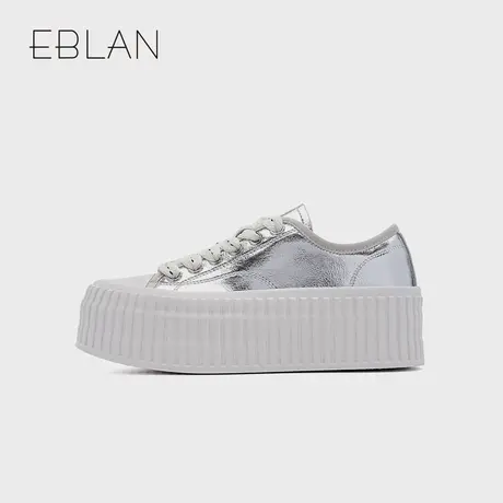 EBLAN/伊伴小白鞋2024秋季新款百搭女鞋子厚底增高板鞋EB441146D图片