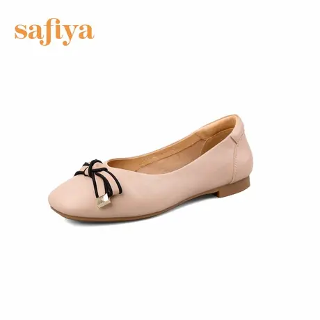Safiya索菲娅女鞋春夏甜美蝴蝶结减龄平底轻便软底浅口单鞋一脚蹬图片
