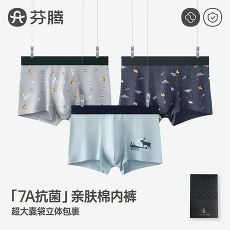 芬腾男士内裤纯棉抗菌内档大码四角裤头全棉加大码青少年潮裤短裤商品大图