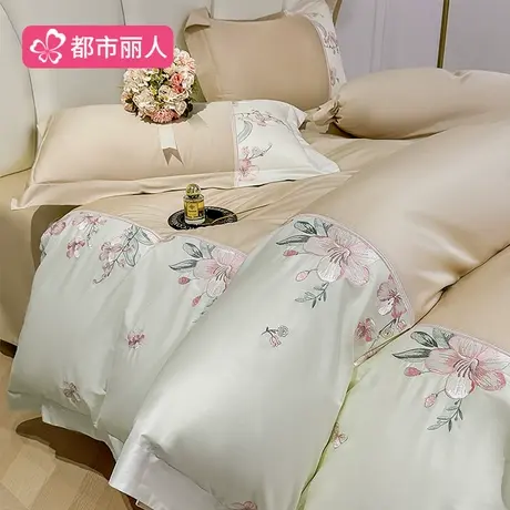 全棉床上四件套纯棉刺绣轻奢被套2025新款四季通用长绒棉床单床品商品大图