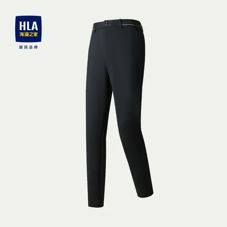 HLA/海澜之家高腰直筒休闲裤2023秋季新款纯色水洗色织刺绣裤子男商品大图