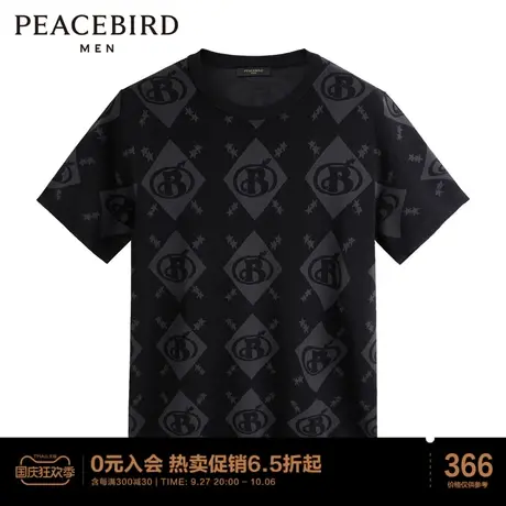 太平鸟男装  夏季新款线套衫短袖男图片