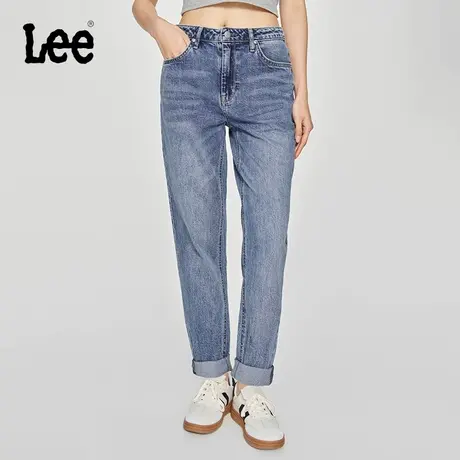 【张凌赫代言】Lee25新品411舒适高腰小直脚五袋款中浅蓝女牛仔裤商品大图