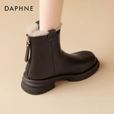 达芙妮加绒短靴女2025新款秋冬季加厚雪地靴真皮棉鞋切尔西马丁靴图片
