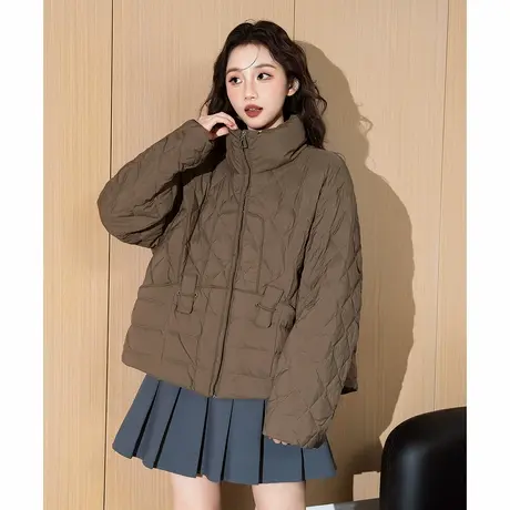 唐狮冬装新款轻薄羽绒服女款冬季棕色短款翻领外套女超好看cqtu商品大图