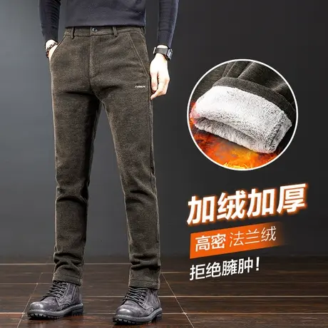 2023年新款冬季中年爸爸保温西裤秋冬款男士加绒加厚休闲裤子冬裤商品大图