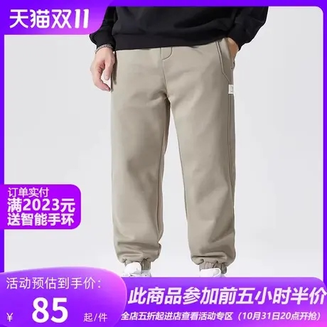 GxxH大码男装2023秋冬百搭潮流束脚加绒卫裤美式宽松休闲运动长裤商品大图