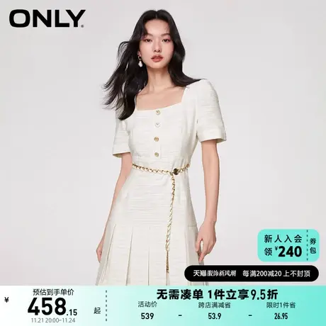 ONLY奥莱2023夏季新款时尚方领显瘦A字百褶短款连衣裙图片