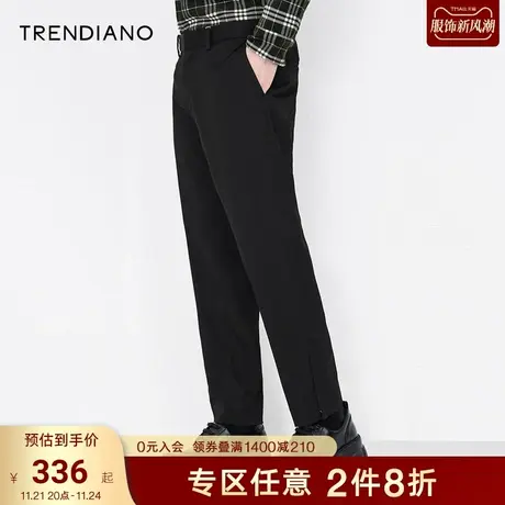 TRENDIANO潮牌官方男装裤子拉链开衩直筒西裤时尚潮流休闲裤长裤图片