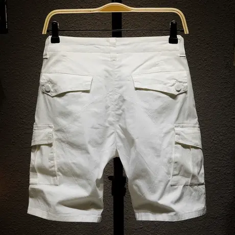 2021短裤男休闲裤子男五分裤小白色马裤男学生工装裤男潮牌运动裤商品大图