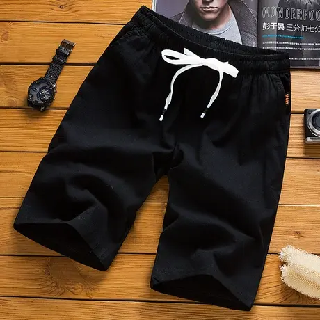 短裤男士休闲宽松直筒运动5五分裤七分棉感韩版潮流百搭沙滩裤子商品大图
