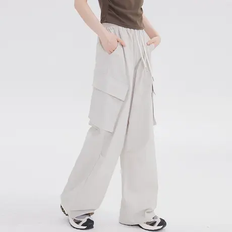 尔给美式直筒工装裤女2023新款夏季小个子薄款裤子宽松休闲阔腿裤商品大图