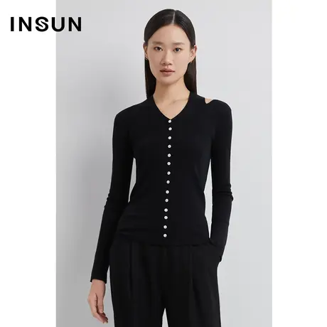 INSUN恩裳线上专选冬季镂空纯羊毛百搭毛织衫商品大图