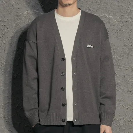 简约休闲港风潮流2021年春季新款针织开衫男士针织衫外穿毛衣外套图片