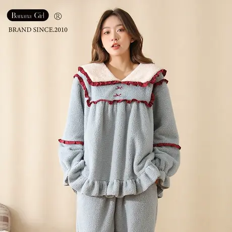 Bananagirl睡衣女冬季加厚珊瑚绒宽松大码新款可爱少女冬天家居服商品大图