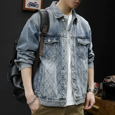 牛仔外套男春秋款潮牌大码男士夹克水洗潮流百搭男装春季2024新款图片