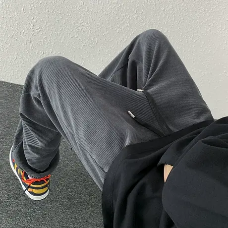休闲裤男士宽松灯芯绒束脚裤春秋款美式百搭青少年潮牌ins卫裤子商品大图