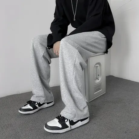 灰色卫裤男春秋款运动宽松直筒裤子阔腿休闲长裤男款秋季加绒男裤商品大图